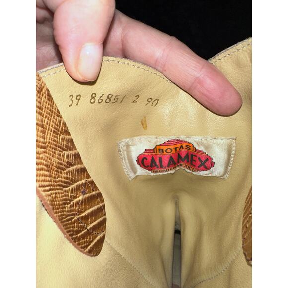 VINTAGE TWO TONE BEIGE BROWN COWBOY BOOTS WESTERN MALIBU COWGIRL - Picture 8 of 11